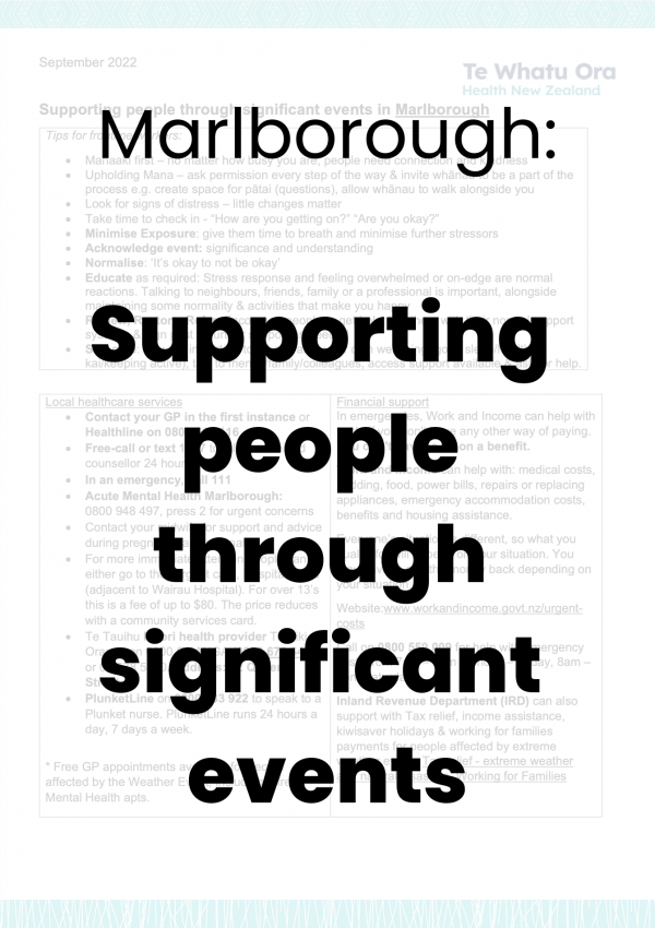 Marlborough Supporting people through significant events 1